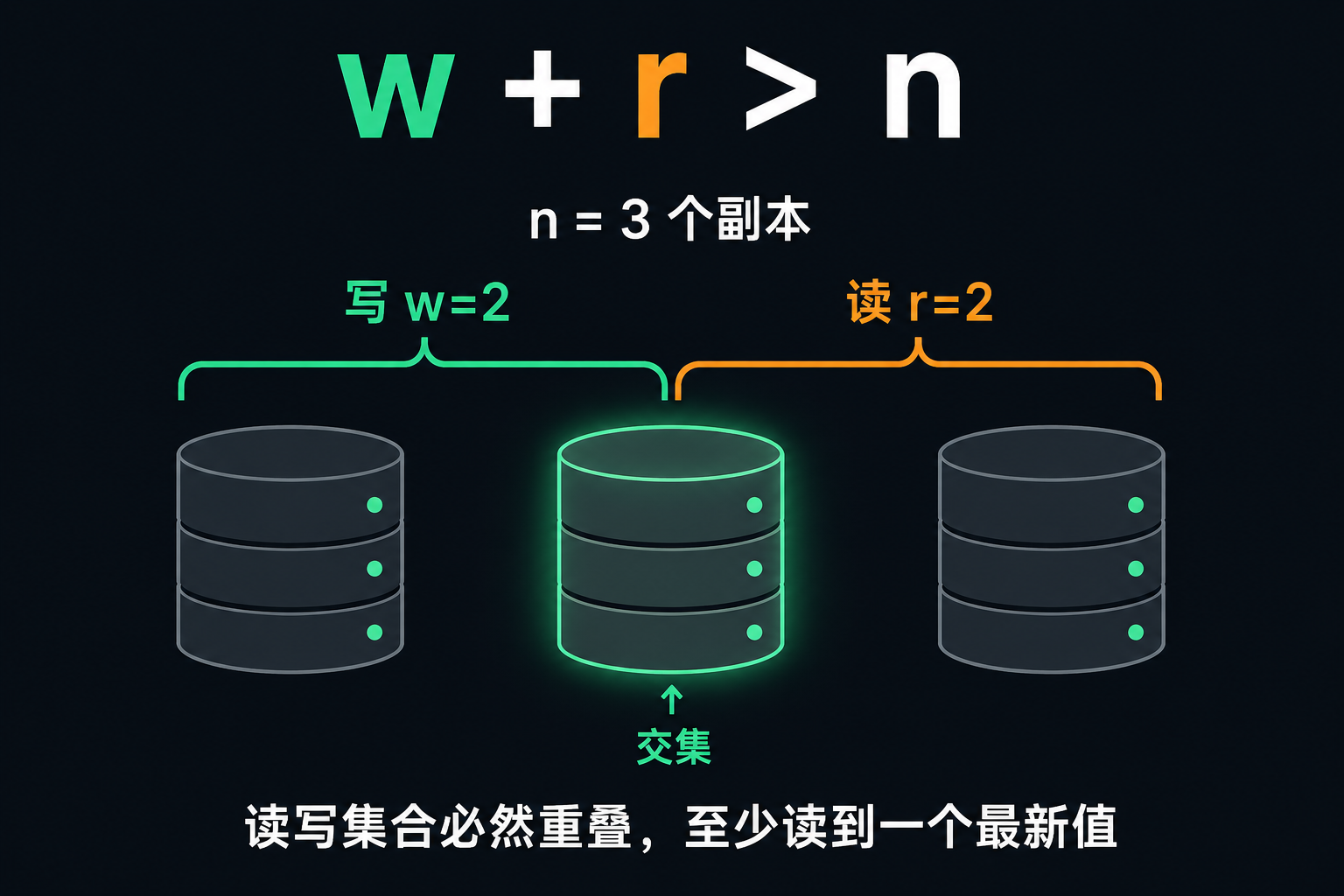 Quorum：为什么 w + r > n 能读到最新值